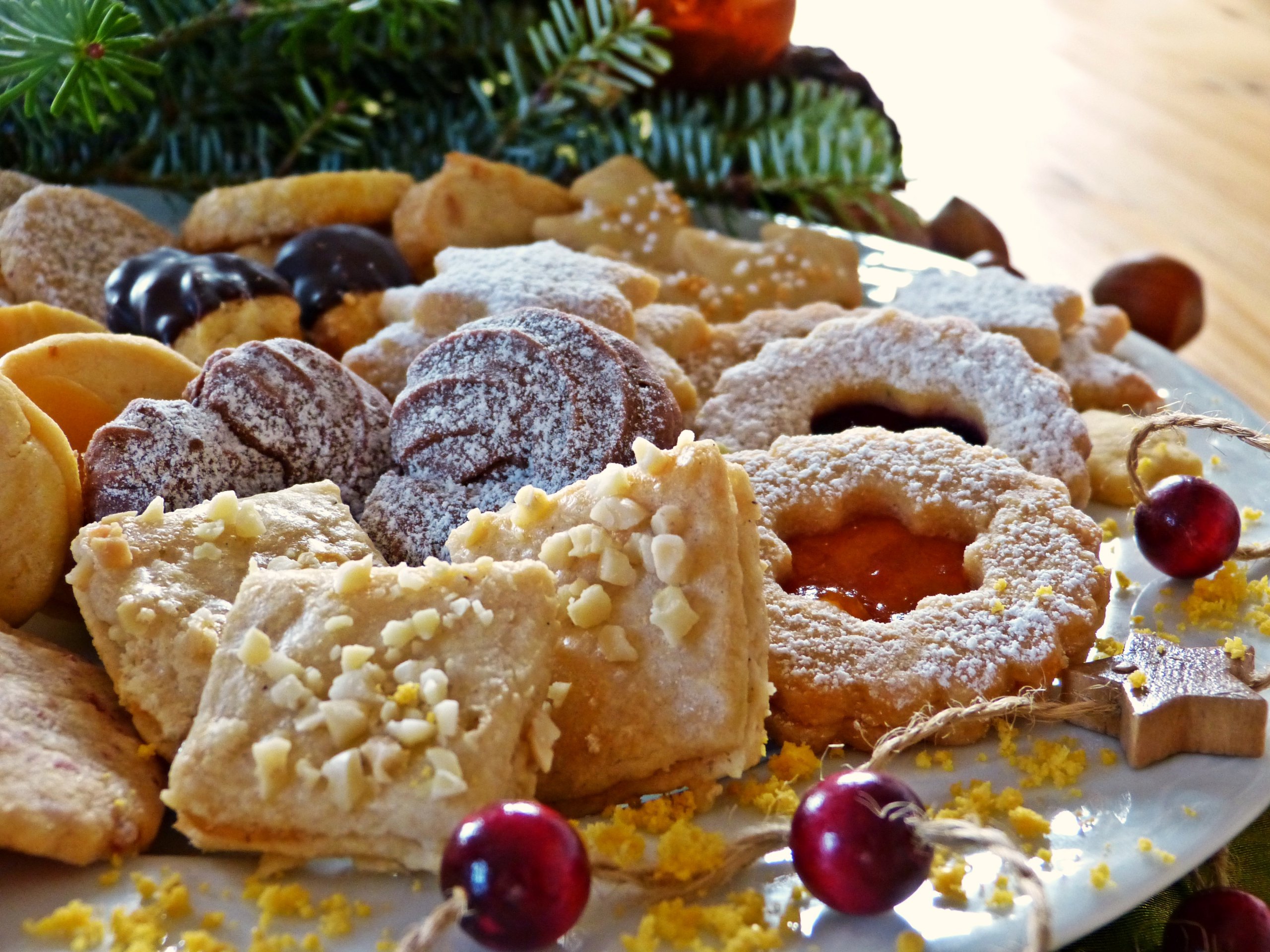 Christmas cookies on a plate.